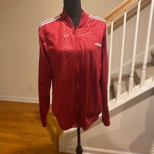 ❤️❤️ADIDAS red jacket w/white stripes❤️❤️